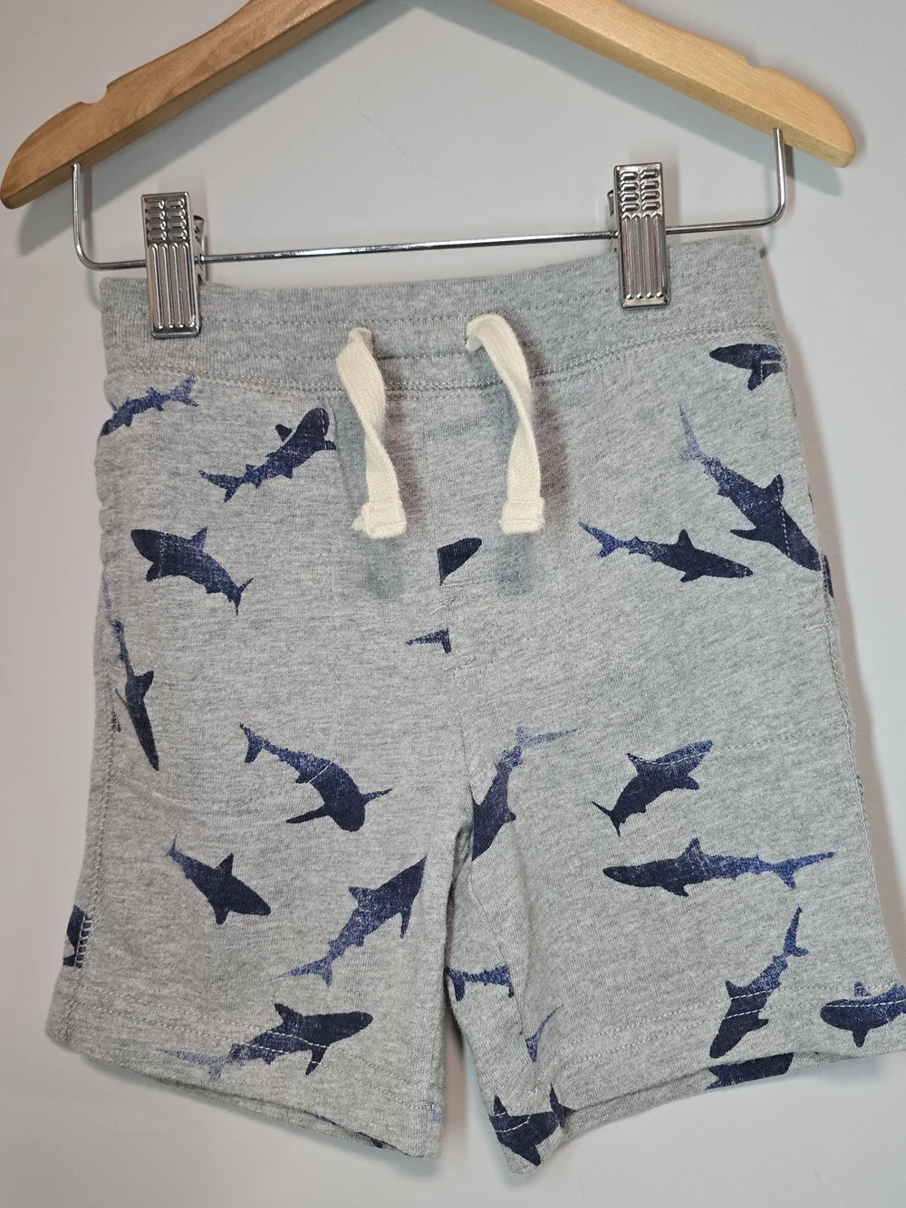 GAP Gray Cotton Shorts with Navy Shark Print. Super Soft Heavy Cotton.